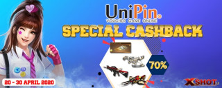 #Mabardirumah – top up XSHOT #PakeUniPin cashback 70%.